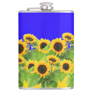 Sonnenblumen Flasche ukrainische Flaggenfarben Flachmann