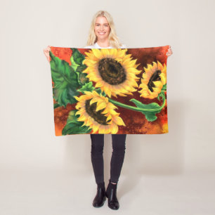 Sonnenblumen Fleece Blanket - Malerei