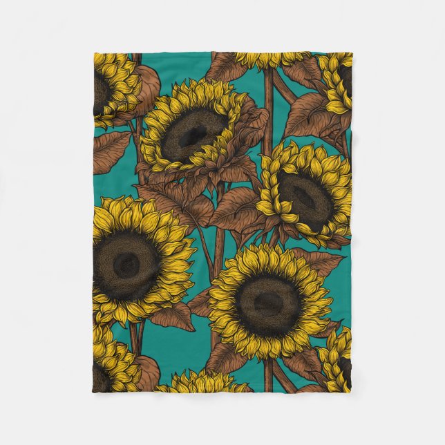 Sonnenblumen Fleecedecke (Vorderseite)