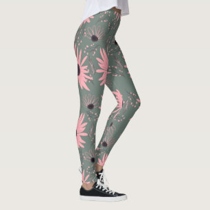 Sonnenblumen Florals Pink  Handgezeichnet Botanisc Leggings