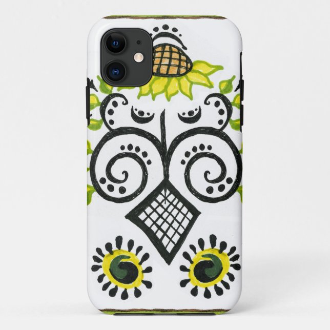 Sonnenblumen Folk Pattern von Alexandra Cook Case-Mate iPhone Hülle (Rückseite)