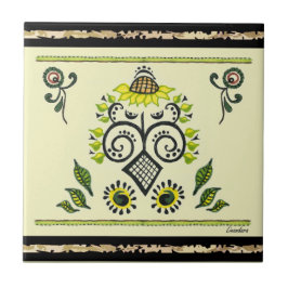 Sonnenblumen Folk Pattern von Alexandra Cook Fliese