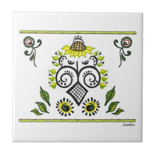 Sonnenblumen Folk Pattern von Alexandra Cook Fliese