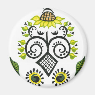 Sonnenblumen Folk Pattern von Alexandra Cook Magnet