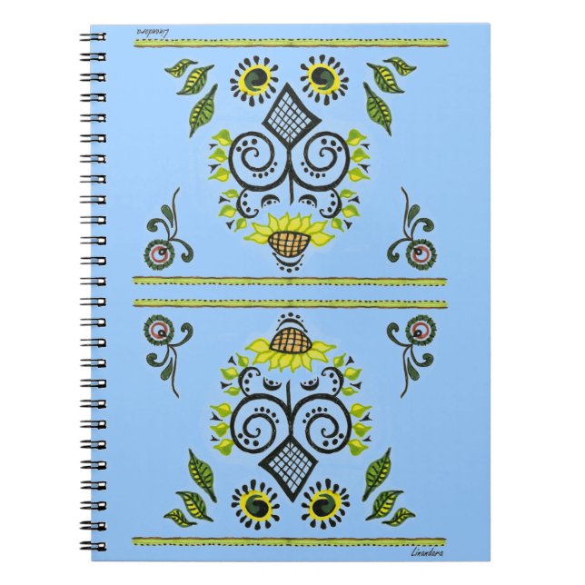 Sonnenblumen Folk Pattern von Alexandra Cook Notizblock (Vorderseite)