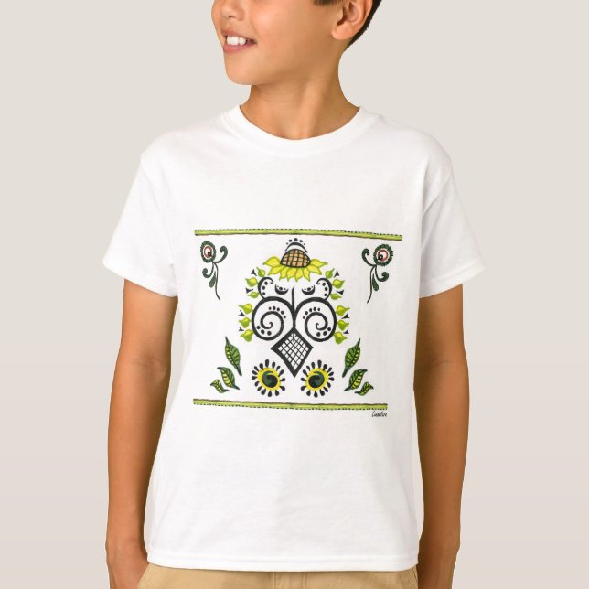 Sonnenblumen Folk Pattern von Alexandra Cook T-Shirt (Vorderseite)