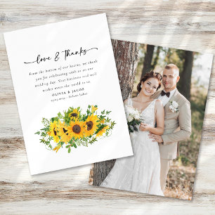 Sonnenblumen-Foto-Hochzeit Dankeskarte