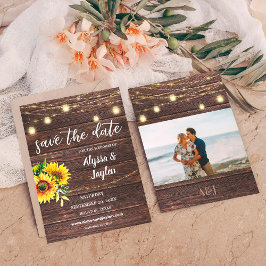 Sonnenblumen Foto & Holz & Licht Save the Date Einladung