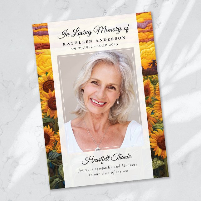 Sonnenblumen Foto Keepake Beerdigung Gedenkstätte Dankeskarte (Von Creator hochgeladen)