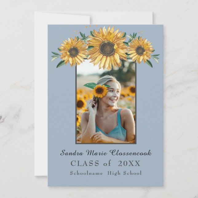 Sonnenblumen Foto Rahmen Moderner rustikaler Absch Ankündigung (Vorderseite)