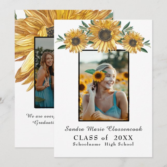 Sonnenblumen Foto Rahmen Moderner rustikaler Absch Ankündigung (Vorne/Hinten)