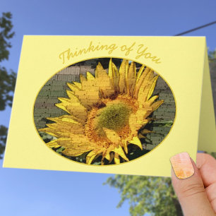Sonnenblumen-Foto-Wort-Typografie In Gedanken an D Karte