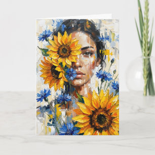 Sonnenblumen Frau Leer Innen Karte