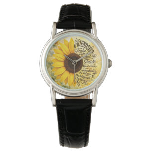 Sonnenblumen-Freundschaftszitat Armbanduhr