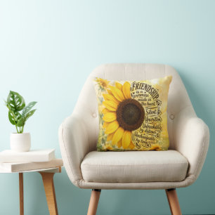 Sonnenblumen-Freundschaftszitat Kissen