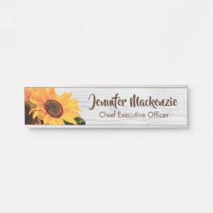 Sonnenblumen Fröhliches Hängendes Türschild Namens