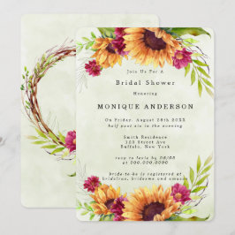 Sonnenblumen Frühlingsrosa Brautparty Einladung