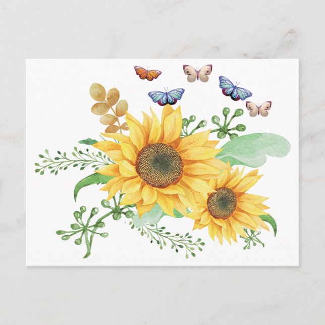 Sonnenblumen Frühlingsurlaub Postkarte (Vorderseite)