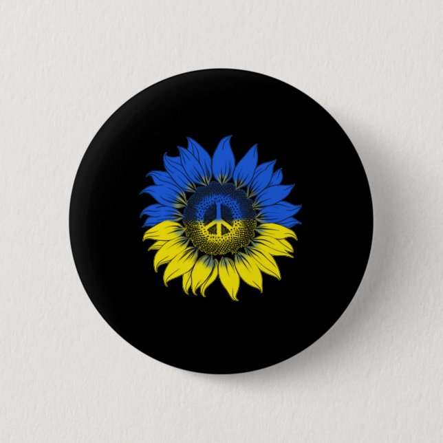 Sonnenblumen für den Frieden der Ukraine Button (Vorderseite)