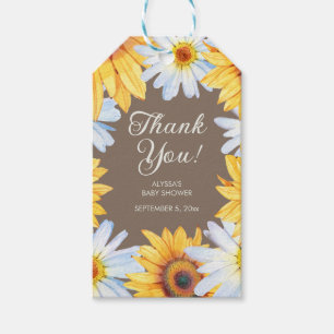 Sonnenblumen Gänseblümchen Baby Shower Danke Geschenkanhänger