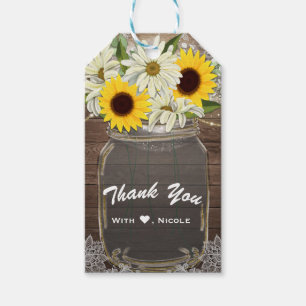 Sonnenblumen & Gänseblümchen Mason Glas Glanz Rust Geschenkanhänger
