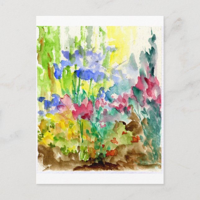 Sonnenblumen Garten mit Wasserfarben Postkarte (Vorderseite)
