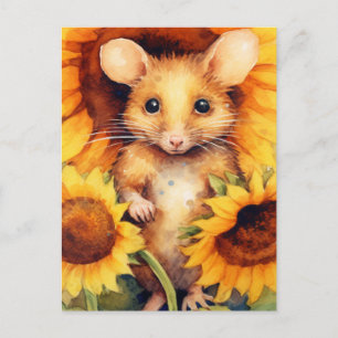 Sonnenblumen-Gartenmaus 9 von 17 Postkarte