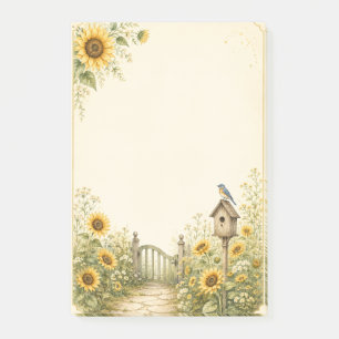 Sonnenblumen-Gartentor und Vogelhaus Post-it® Noti Post-it Klebezettel