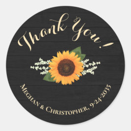 Sonnenblumen Gastgeschenk Hochzeit Schwarz-weiß Wo Runder Aufkleber