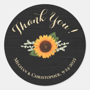 Sonnenblumen Gastgeschenk Hochzeit Schwarz-weiß Wo Runder Aufkleber