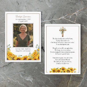 Sonnenblumen-Gedenkfoto-Kreuz-Gebetskarte Visitenkarte
