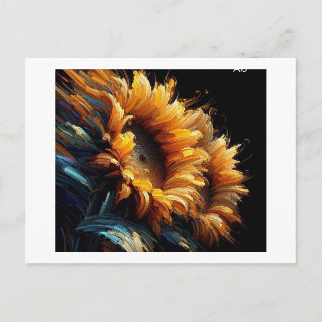 Sonnenblumen gegen Schwarz, Postkarte (Vorderseite)