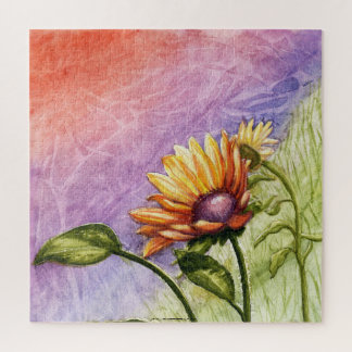 Sonnenblumen-Geheimnisse bei Sonnenuntergang Puzzle