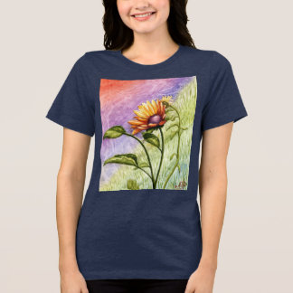 Sonnenblumen-Geheimnisse bei Sonnenuntergang Tri-Blend Shirt