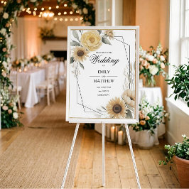 Sonnenblumen-Gelb-Blumen-Rahmen-Hochzeitsplakat Poster