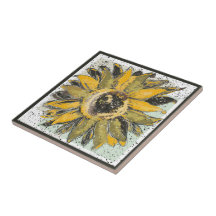 Sonnenblumen-Gelb-Grün-Schwarz-Wasserfarben-Art