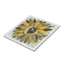 Sonnenblumen-Gelb-Grün-Schwarz-Wasserfarben-Art