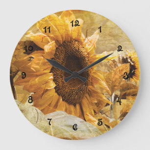 Sonnenblumen Gelb schönes Blumendesign Große Wanduhr