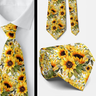 Sonnenblumen Gelb und Weiß Flora Neck Tie Krawatte