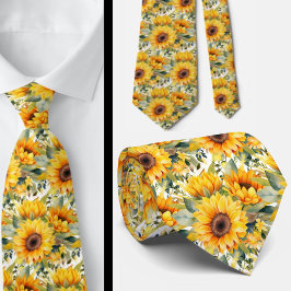 Sonnenblumen Gelb und Weiß Flora Neck Tie Krawatte