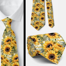 Sonnenblumen Gelb und Weiß Flora Neck Tie