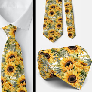 Sonnenblumen Gelb und Weiß Flora Neck Tie Krawatte