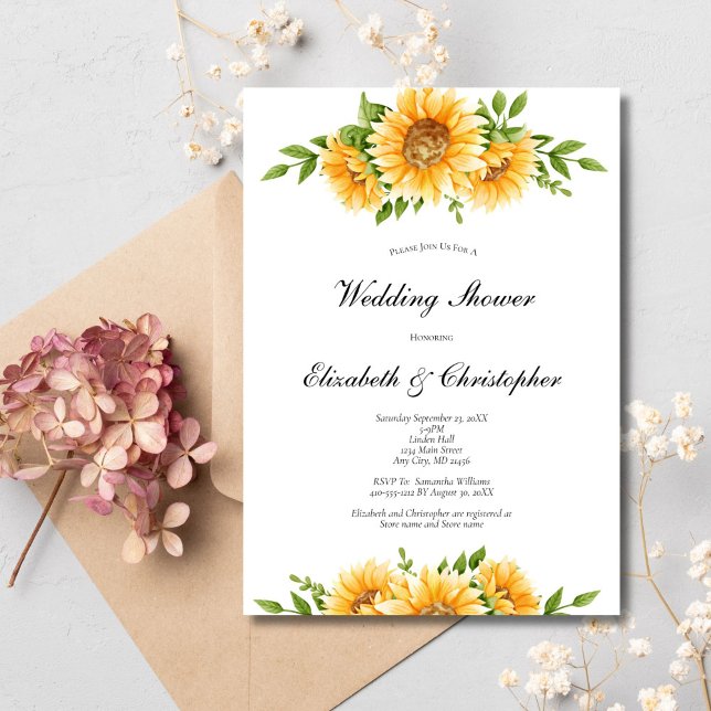 Sonnenblumen Gelbe Blütenblume Polterabend Einladu Einladung (Sunflowers Rustic Country Wedding Couples Bridal Shower Invitation. Printed or Digital)