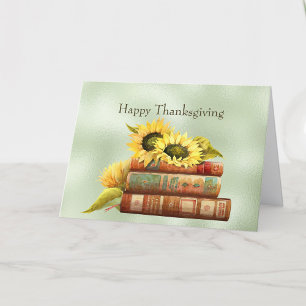 Sonnenblumen Gelbe Bücher Aquarell Erntedankfest Feiertagskarte