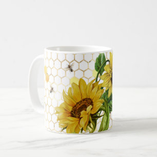 Sonnenblumen Gelbe Honigwabenbienen Gold Kaffeetasse