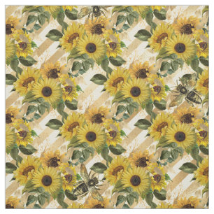 Sonnenblumen Gelbe Streifen Wasserfarbe Stoff