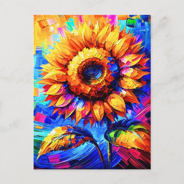 Sonnenblumen Gemälde Vivid Colors Sonnenblumen Pow Postkarte (Vorderseite)