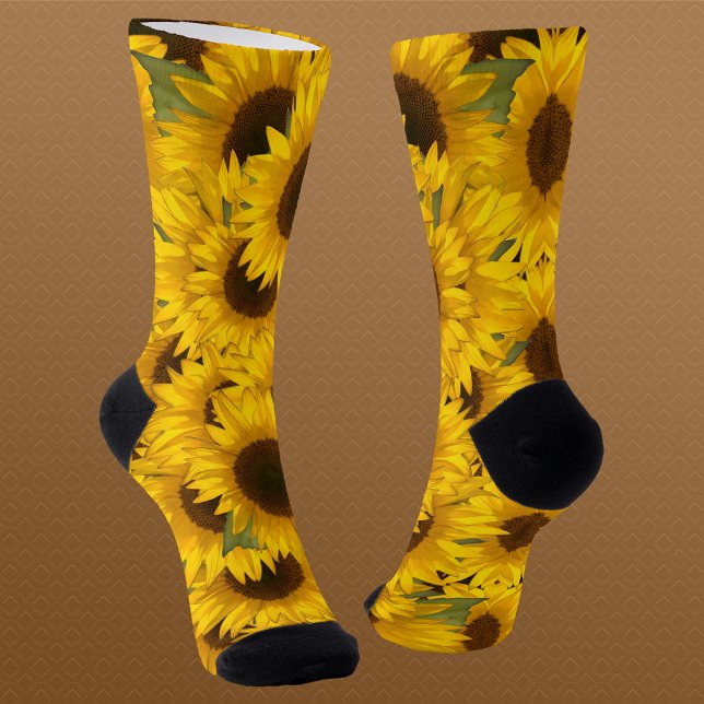 Sonnenblumen Gemusterte Crew Socken (Von Creator hochgeladen)