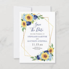 Sonnenblumen Geometric Dusty Blue Navy Floral Wedd Save The Date
