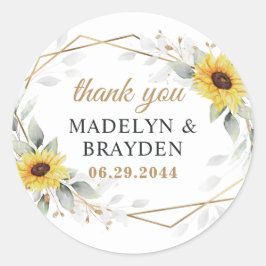 Sonnenblumen Geometric Greenerity Hochzeit Vielen Runder Aufkleber